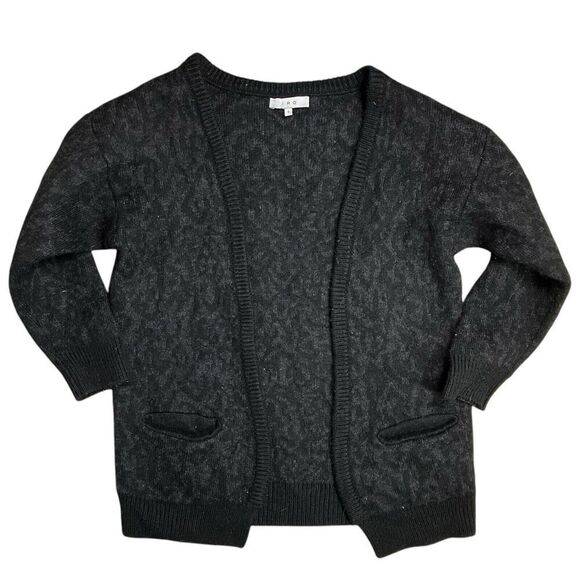 IRO Sweater WMNS S Black Wool Cardigan Leopard Jasek Animal Printed Alpaca Blend - Picture 11 of 11